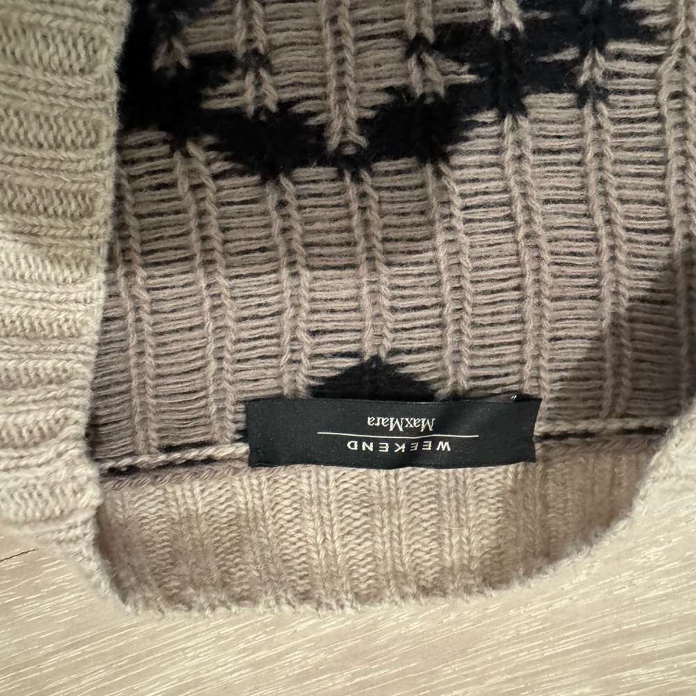 MaxMara Geometric Patterned Cardigan in Cream and Brown - Picture 3 of 4